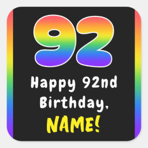 92. Geburtstag: Rainbow Spectrum # 92, Individuell Quadratischer Aufkleber