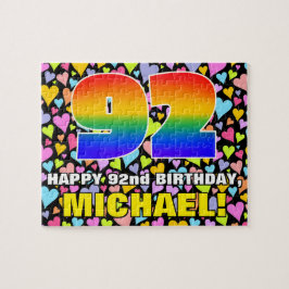 92. Geburtstag — Spaß, Liebende Herzformen + "92"