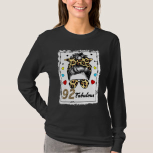 92 Jahre alt Fabulous Messy Bun Leopard 1930 Gebur T-Shirt