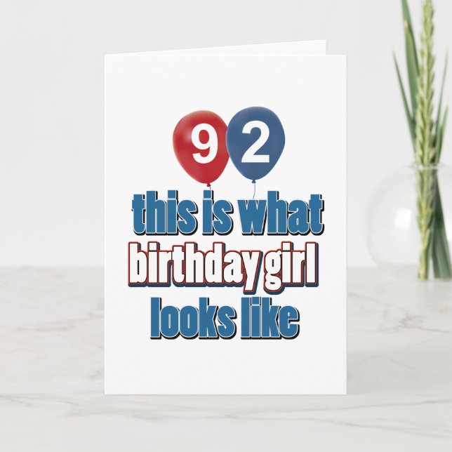 92 Jahre Geburtstagsdesigns Karte (Vorderseite)
