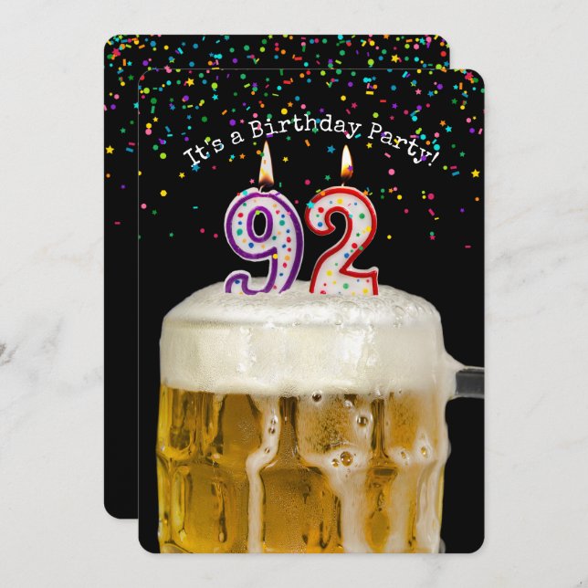 92e anniversaire Candle Party invitation (Devant / Derrière)