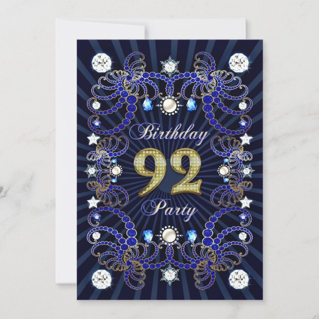 92ème anniversaire invitation de fête avec des mas (Devant)