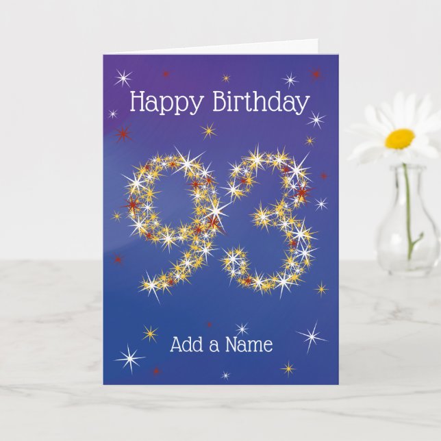 93. Geburtstag - 93. Stars - Blau - Alter 93 Karte (Kleine Pflanze)