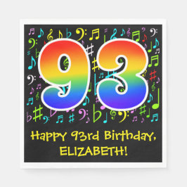 93. Geburtstag - Farbige Musiksymbole, Regenbogen  Serviette