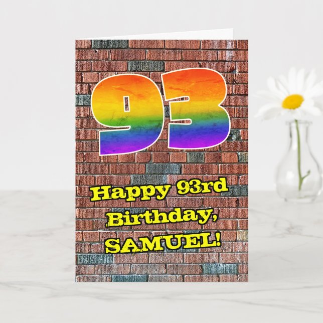 93. Geburtstag: Fun Graffiti-Inspiriert Regenbogen Karte (Kleine Pflanze)