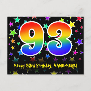 93. Geburtstag: Fun Stars Pattern, Rainbow 93, Nam Postkarte