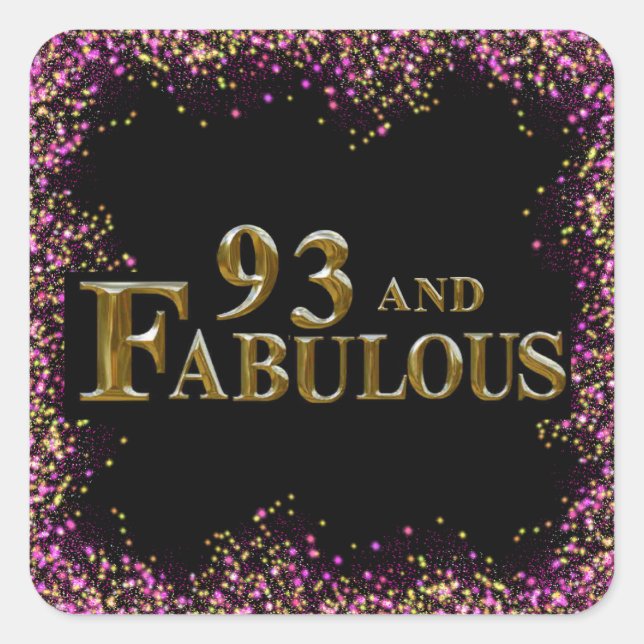 93. Geburtstag Quadratischer Aufkleber (Vorderseite)