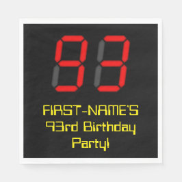 93. Geburtstag: Red Digital Clock Style "93" + Nam Serviette