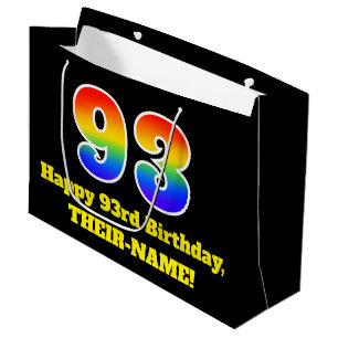 93. Geburtstag ~ Spaß, bunt, lebhaft, Regenbogen 9 Große Geschenktüte