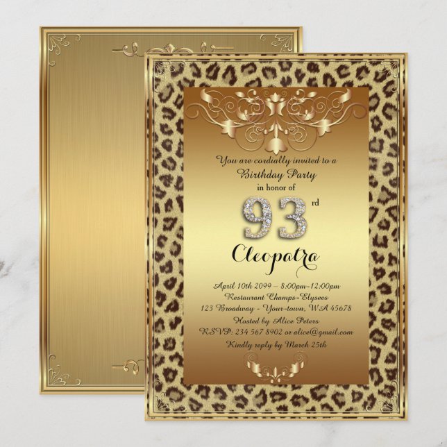 93., Geburtstags-Party 93., königliches Einladung (Vorne/Hinten)