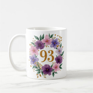93. Geburtstagsfeier Tasse - Blumenkranz mit Goldn