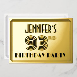 93. Geburtstagsparty — Art Deco Style "93" & Name Folieneinladung