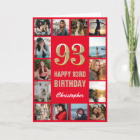 93. Happy Birthday Red and Gold Foto Collage