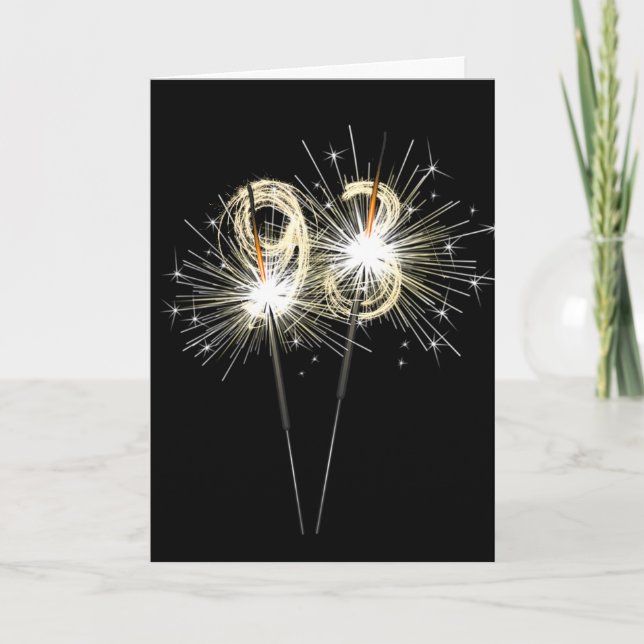 93e anniversaire Sparklers sur carte noire (Devant)