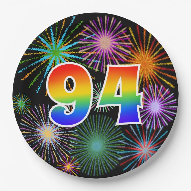 94. Event - Spaß, farbenfroh, kühl, Regenbogen 94 Pappteller (Vorderseite)