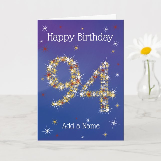 94. Geburtstag - 94. Stars - Blau - Alter 94 Karte (Kleine Pflanze)