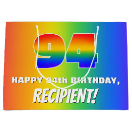 94. Geburtstag: Farbiges, lustiges Regenbogenmuste Große Geschenktüte