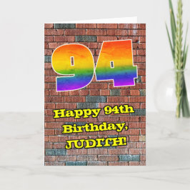 94. Geburtstag: Fun Graffiti-Inspiriert Regenbogen Karte