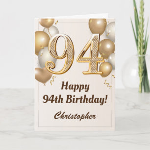 94. Geburtstag Gold Ballons und Confetti Geburtsta Karte