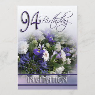 94. Geburtstagsparty Einladung - Blaues Bouquet