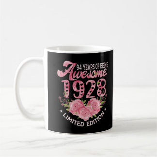 94-jähriges Pink Vintag 1928 Geburtstagsgeschenk 9 Kaffeetasse