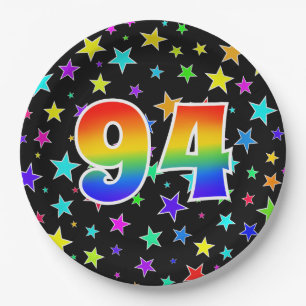 94. Veranstaltung: Fett, Spaß, farbiger Regenboge Pappteller