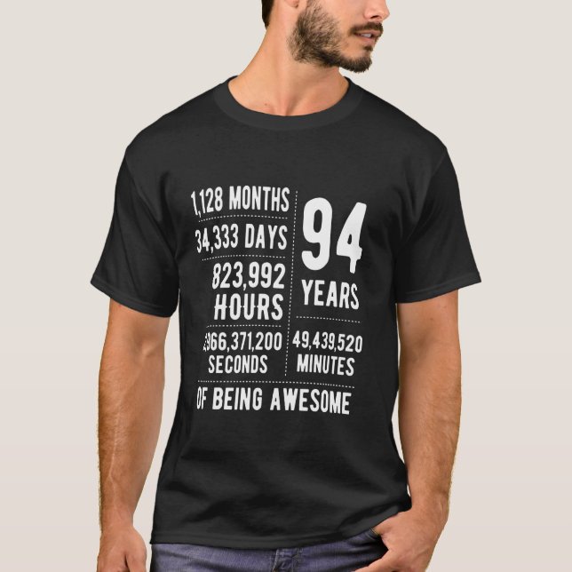 94th Birthday Men Women Funny 94 Years Old T-Shirt (Vorderseite)