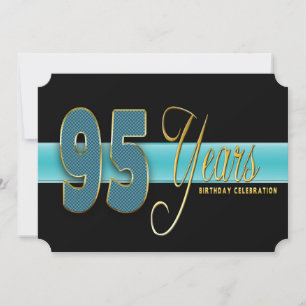 95 ANS ANNIVERSAIRE DE FÊTE INVITATION AQUA/NOIR