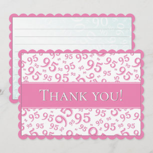 95 "Danke!" Rosa/Weißes Zahlenmuster Dankeskarte