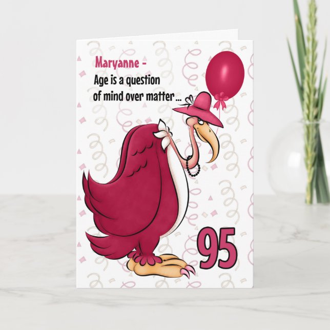95. Funny Birthday Pink Buzzard mit Name Karte (Vorderseite)