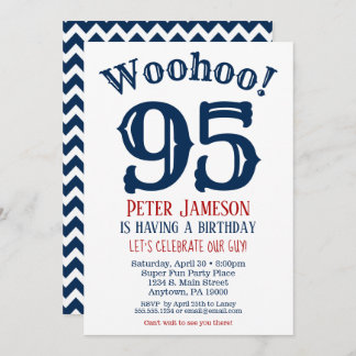 95. Geburtstag Einladung Mens Navy Blue