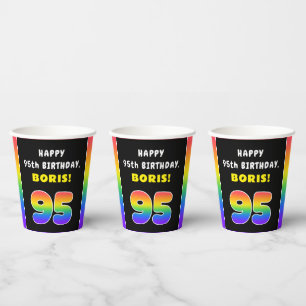 95. Geburtstag: Farbiger Regenbogen Nr. 95, Indivi Pappbecher