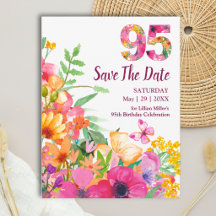 95. Geburtstag Floral Butterfly Save the Date