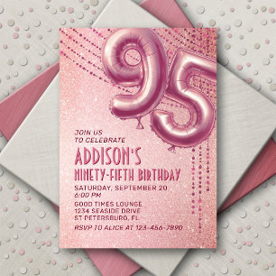 95. Geburtstag Frauen Rose Gold Einladung