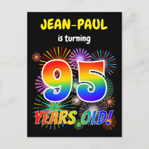 95. Geburtstag - Fun Fireworks, Regenbogen Look "9 Postkarte