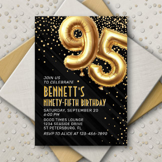 95. Geburtstag Gold Black Einladung