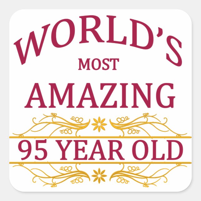 95. Geburtstag Quadratischer Aufkleber (Vorderseite)