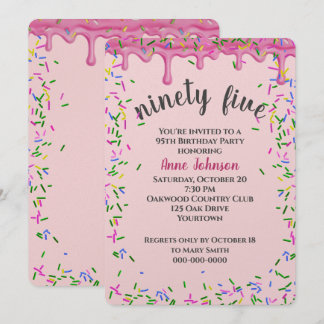 95. Geburtstag rosa Icing und Sprinkles Einladung