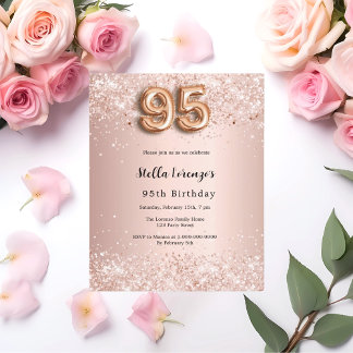 95. Geburtstag Rose Gold Rosa Konfetti Einladung