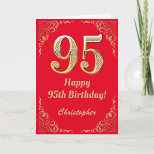 95. Geburtstag - Rot und Gold Glitzer Rahmen Karte