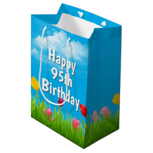 95. Geburtstag Tulips Mittlere Geschenktasche Geschenktüte