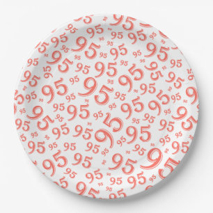 95. Geburtstagspartei Random Number Pattern Coral Pappteller