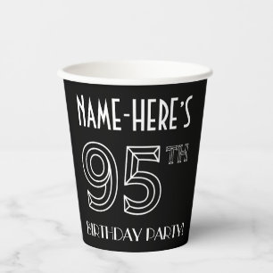 95. Geburtstagsparty: Art-Déco-Stil + Individuelle Pappbecher
