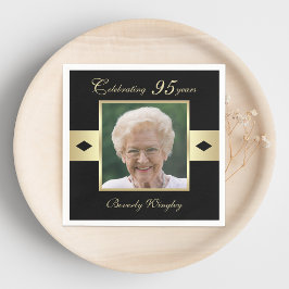 95. Geburtstagsparty-Foto auf dem Black Paper Serviette