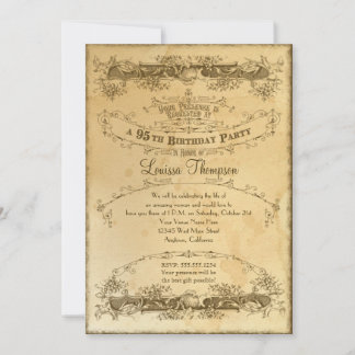 95. Geburtstagstee Vintag gefeiert Einladung