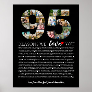 95 Gründe, warum wir dich lieben Foto-Collage Gebu Poster