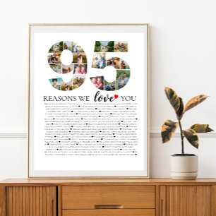 95 Gründe, warum wir Ihnen Liebe Foto Collage Gebu Poster