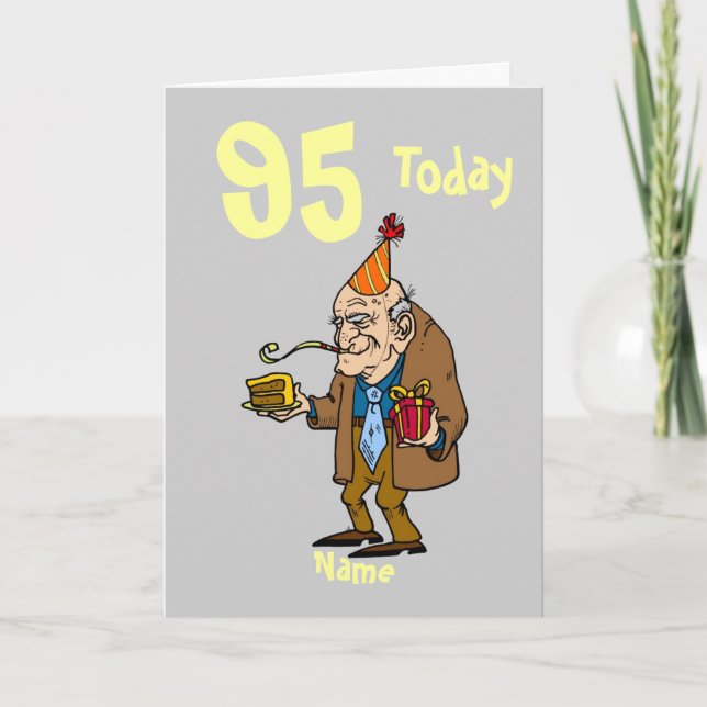 95. heute Geburtstag Cartoon personalisiert Karte (Vorderseite)