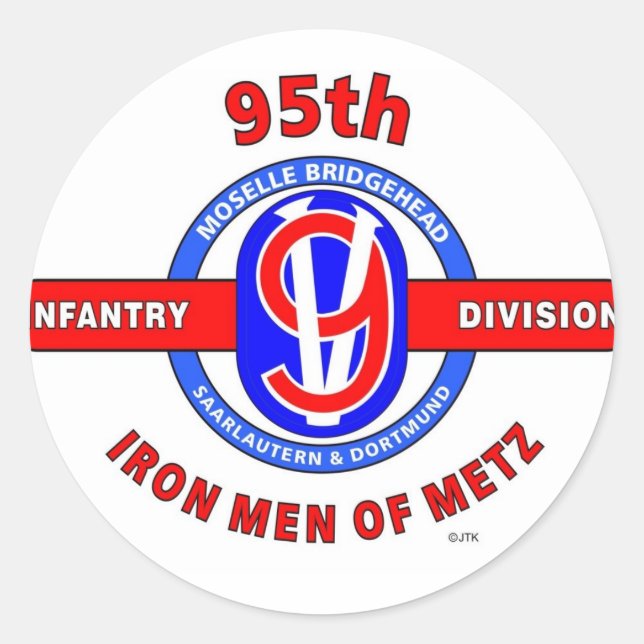95. INFANTRY-ABTEILUNG "EISENMÄNNER VON METZ" RUNDER AUFKLEBER (Vorderseite)
