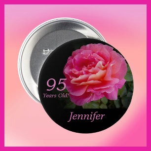 95 Jahre alt, rosa Rose Button Button